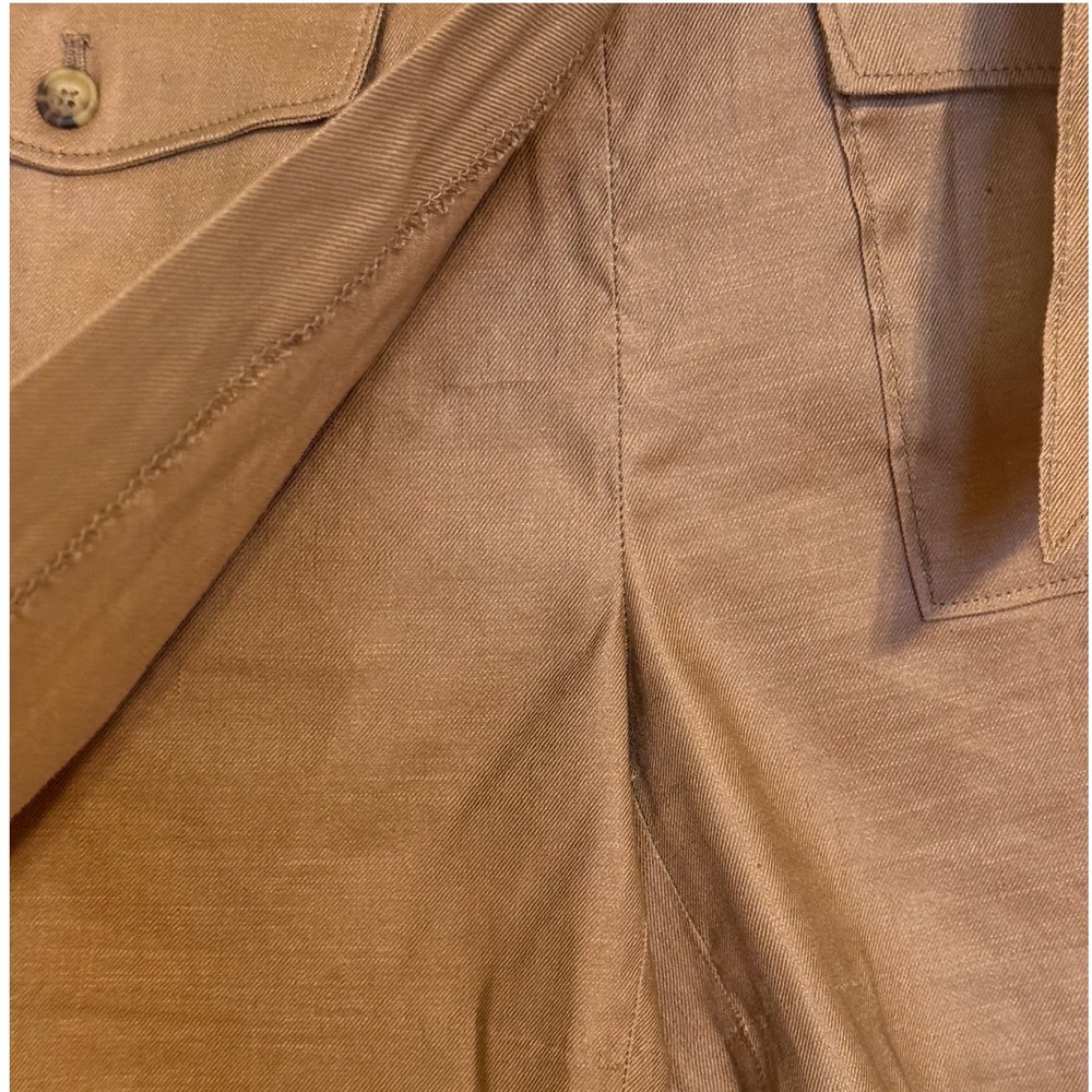 WHITE HOUSE BLACK MARKET Brown Linen Blend Wrap Skort Tortoise D-Ring Belted  S - Picture 5 of 8